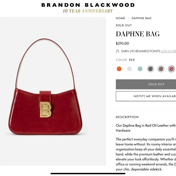 Brandon Blackwood Daphne Bag - Red - Picture 10 of 14